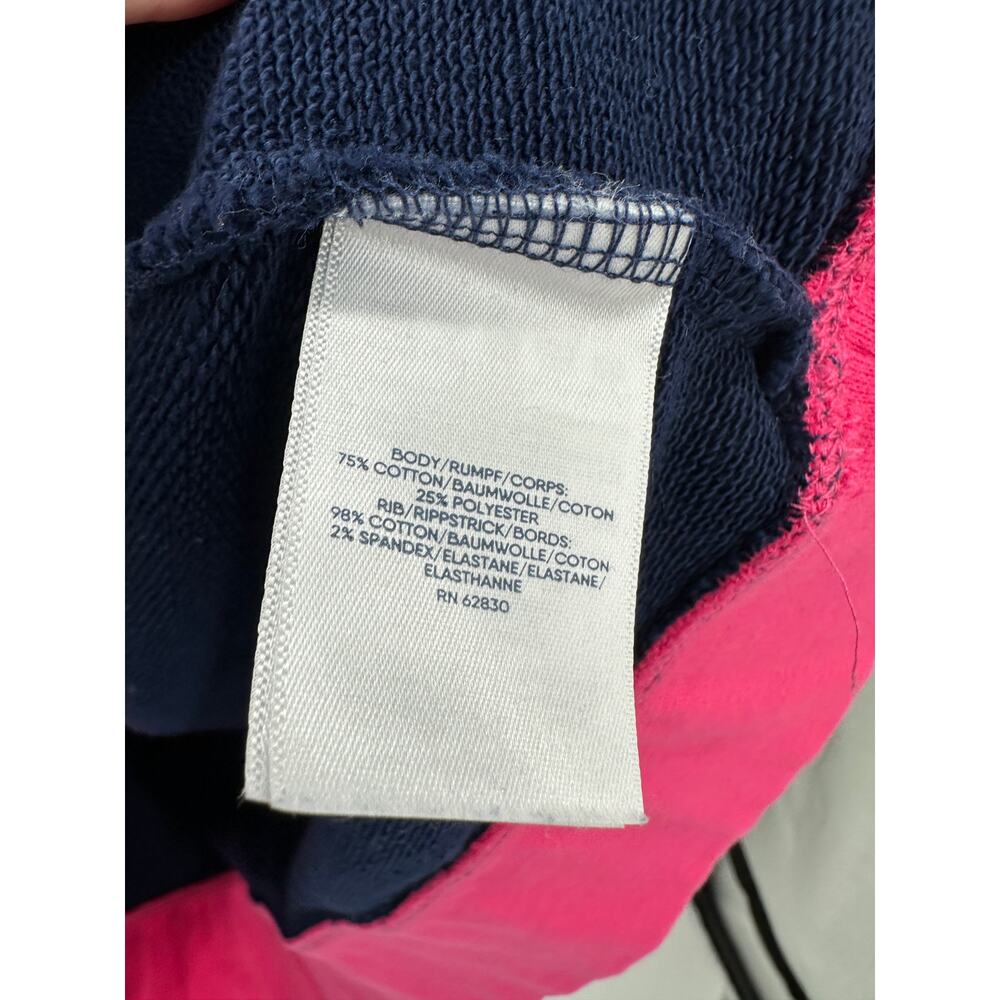Lands' End Serious Sweats Colorblock Tunic Sweatshirt Women L‎ Navy Pink Preppy - Picture 7 of 7